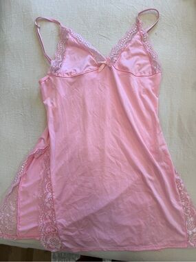 Soft Lace-Trim Pink Slip Nightdress